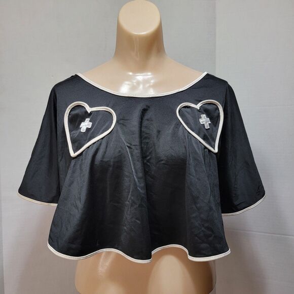 Forplay Catalog Lingerie Mini Skirt B&W w/ Hearts - Size M/L - Picture 1 of 10
